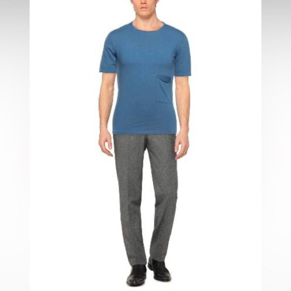 NWT $213 Alpha studio sweater knitted short sleeve t shirt polo pastel blue M